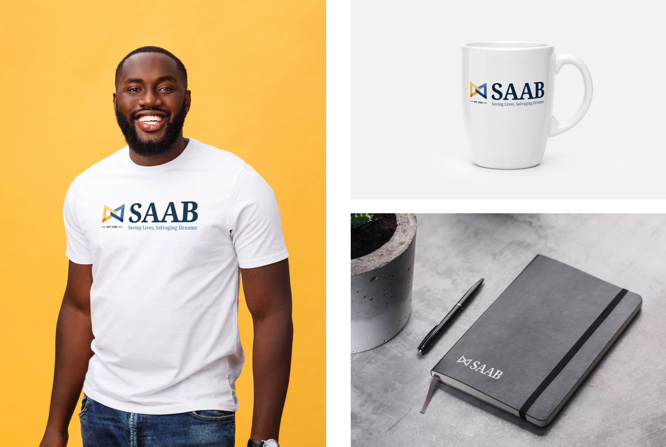 SAAB merch mockups